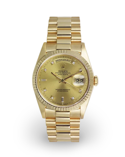 Rolex Day-Date Yellow Gold / Champagne / Diamond-Set / President 18238  Model Image