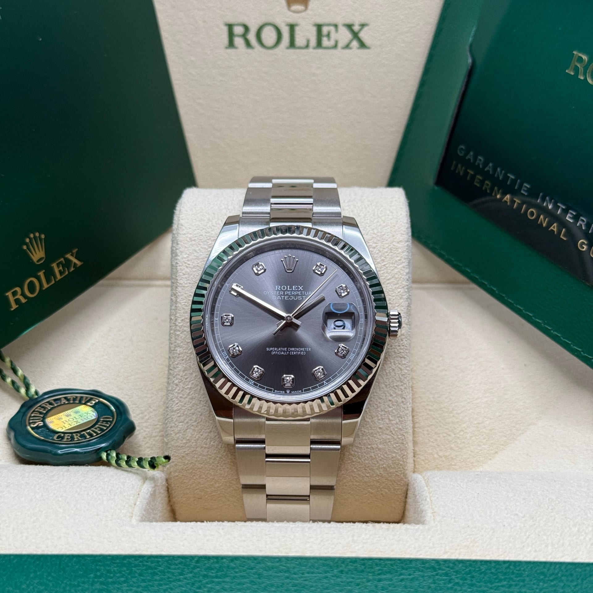 Rolex Datejust 41 Fluted / Slate / Diamond-Set / Oyster