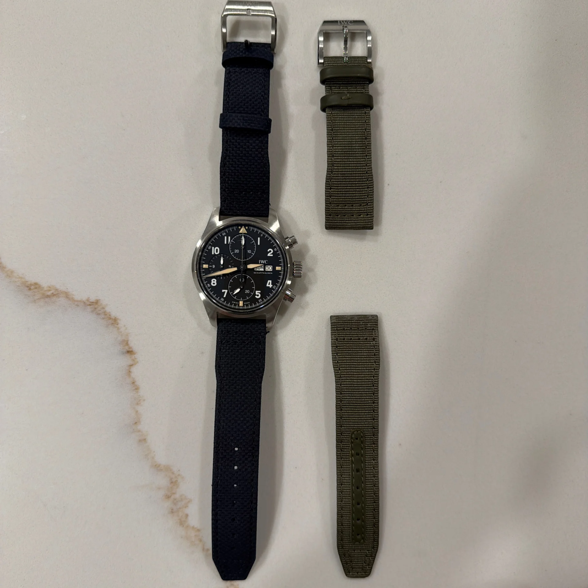 IWC Pilot's Watch Chronograph Spitfire Steel / Black / Textile IW3879-01