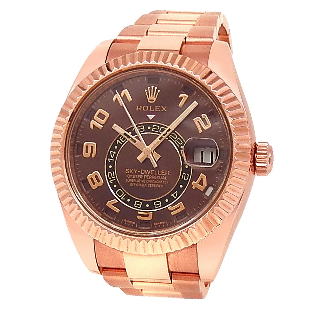 2016 Rolex Sky-Dweller Rose Gold / Chocolate / Arabic / Oyster 326935-0003