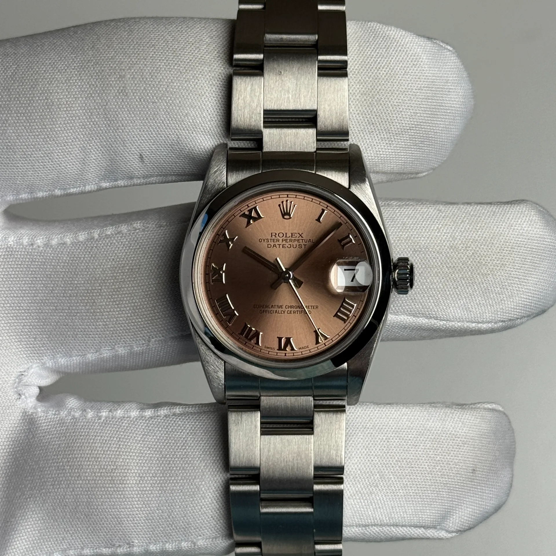 1999 Rolex Datejust 31 Steel / Smooth / Pink / Roman / Oyster 68240