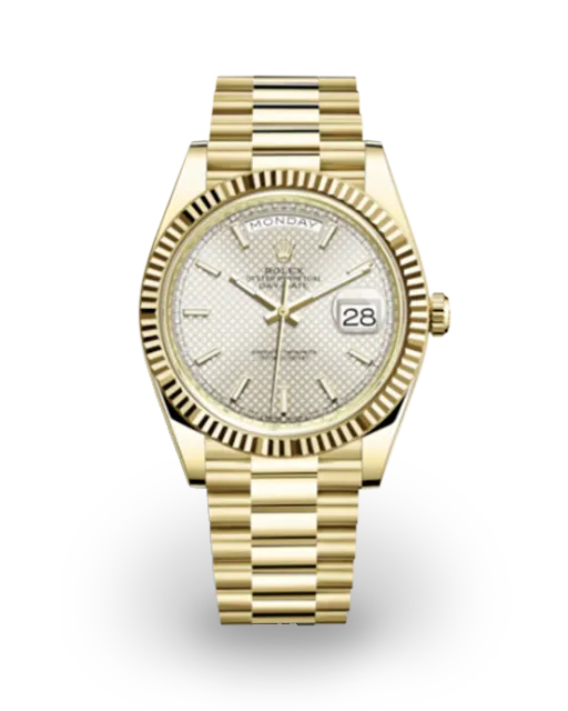 Rolex Day-Date 40 Yellow Gold / Fluted / Silvered Diagonal-Motif / President 228238-0008  Model Image