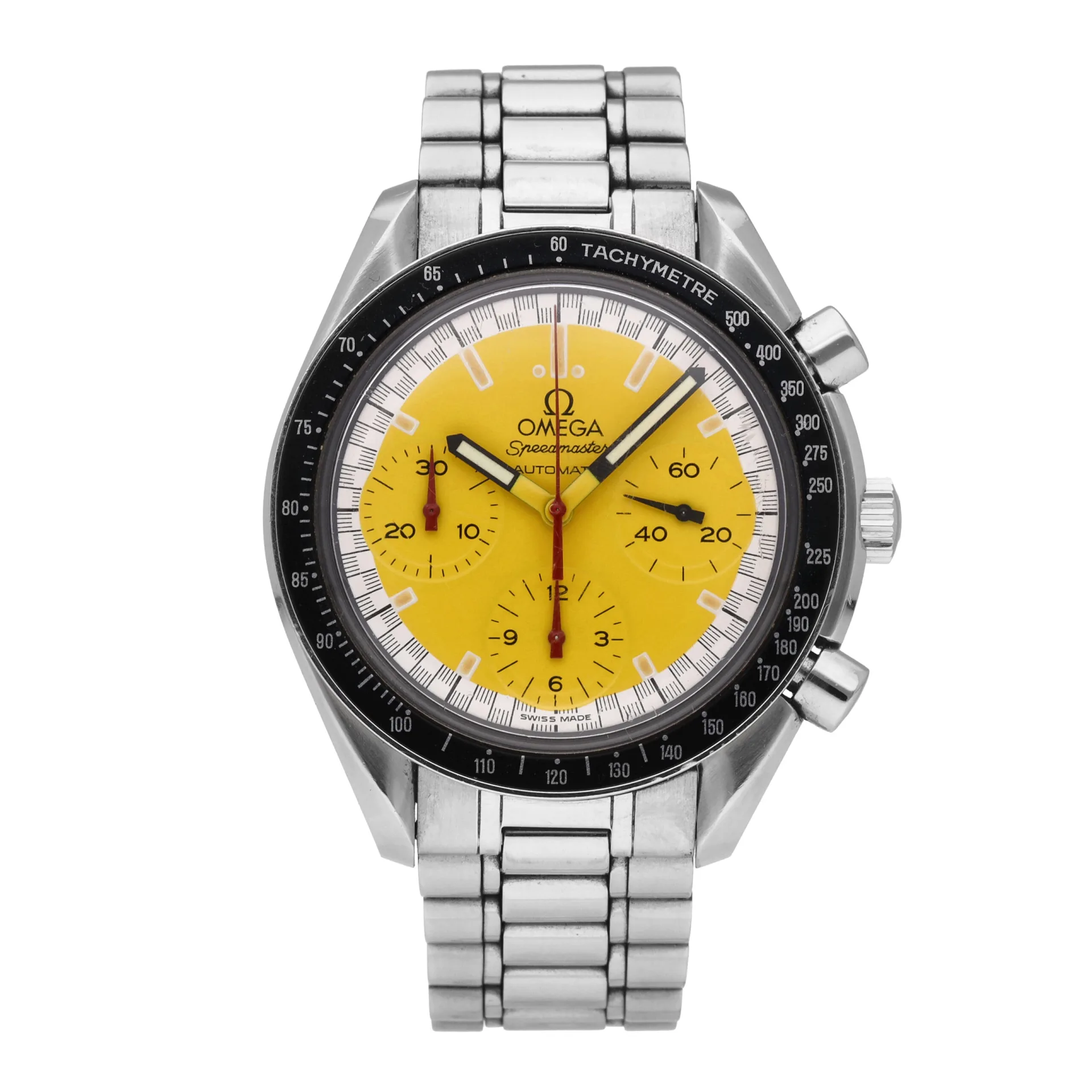 Omega Speedmaster Reduced Stainless Steel / Yellow / Bracelet / Schumacher 3510.12.00
