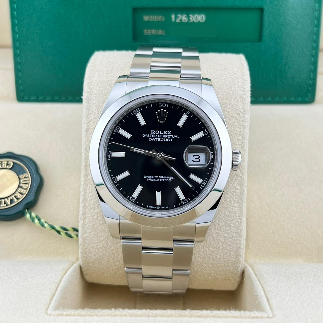 話題の人気 Black / Smooth 41 Datejust Rolex 2023 / 126300-0011 Oyster レオタード