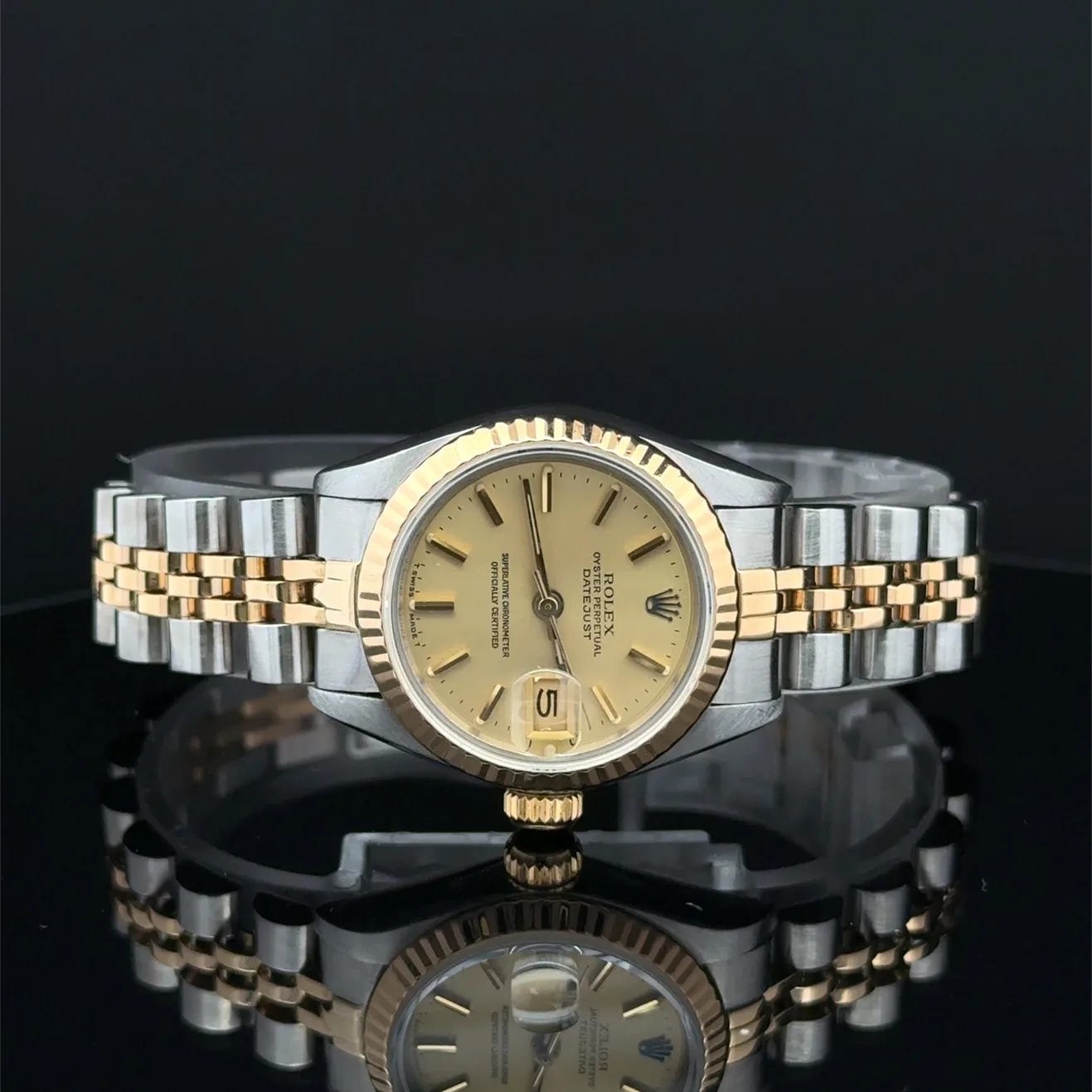 1988 Rolex Lady-Datejust 26 Two-Tone / Fluted / Champagne / Jubilee  69173