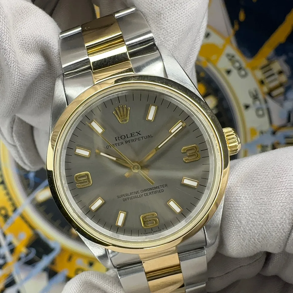 1998 Rolex Oyster Perpetual Two-Tone / Slate / Arabic / Oyster 14203