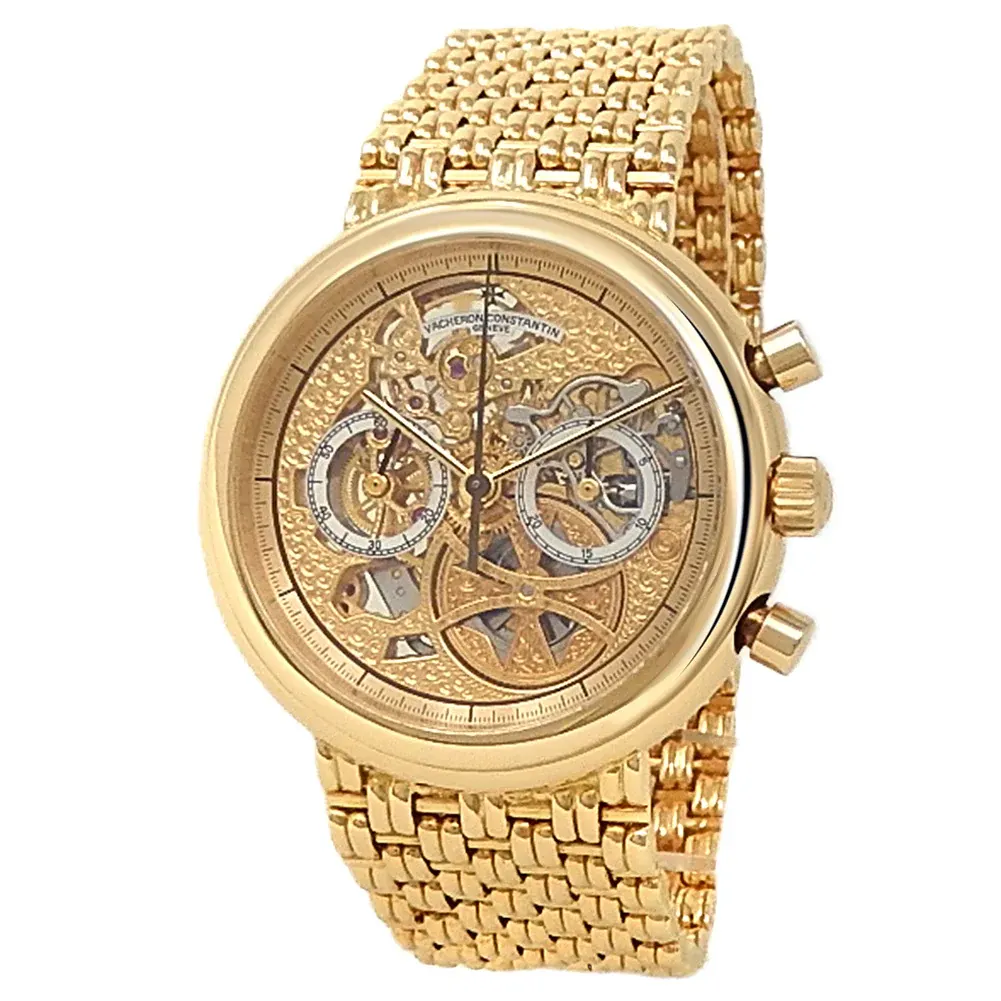 1994 Vacheron Constantin Patrimony Skeleton Chronograph 38 Yellow Gold / Skeletonized / Bracelet 47100/236J-3