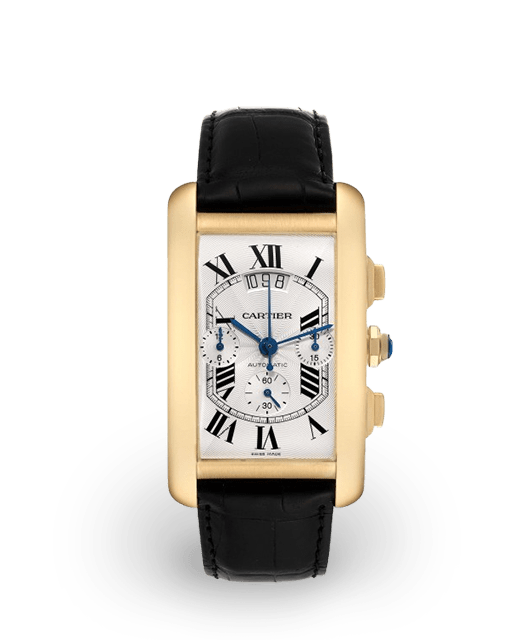 Cartier Tank Américaine XL Yellow Gold / Silvered / Roman / Strap  