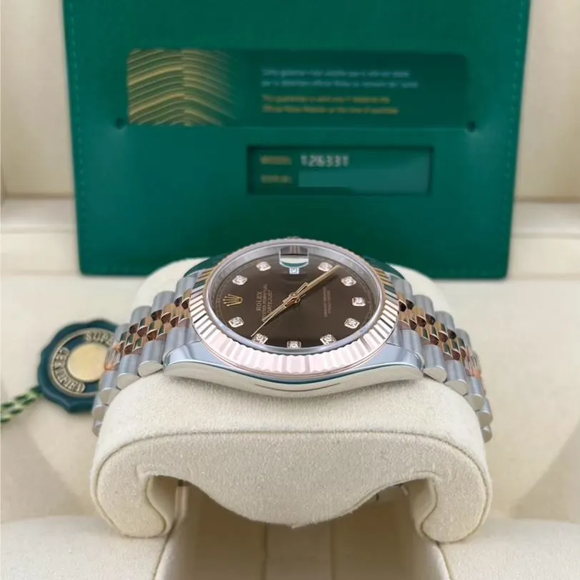 2023 Rolex Datejust 41 Two-Tone / Fluted / Chocolate / Diamond-Set / Jubilee 126331-0004 Listing Image 5