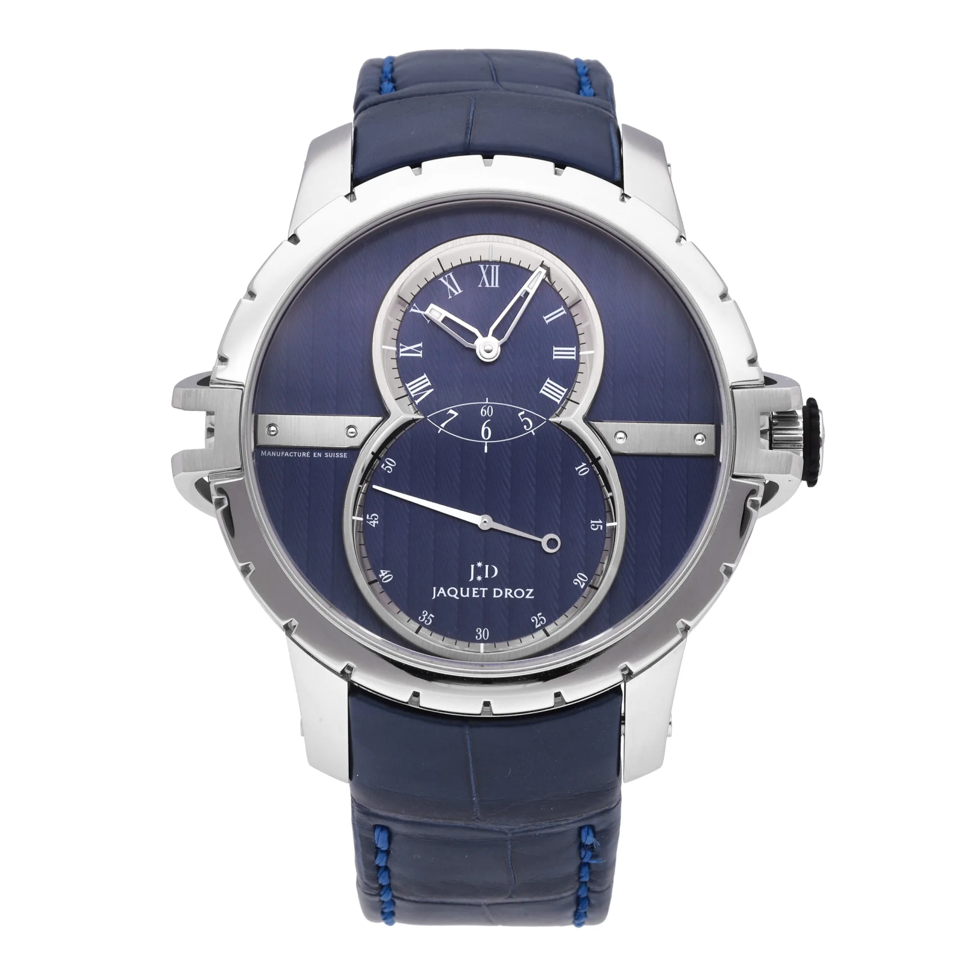 Jaquet Droz Grande Seconde SW 45 Steel / Blue / Roman/Arabic / Strap J029030243