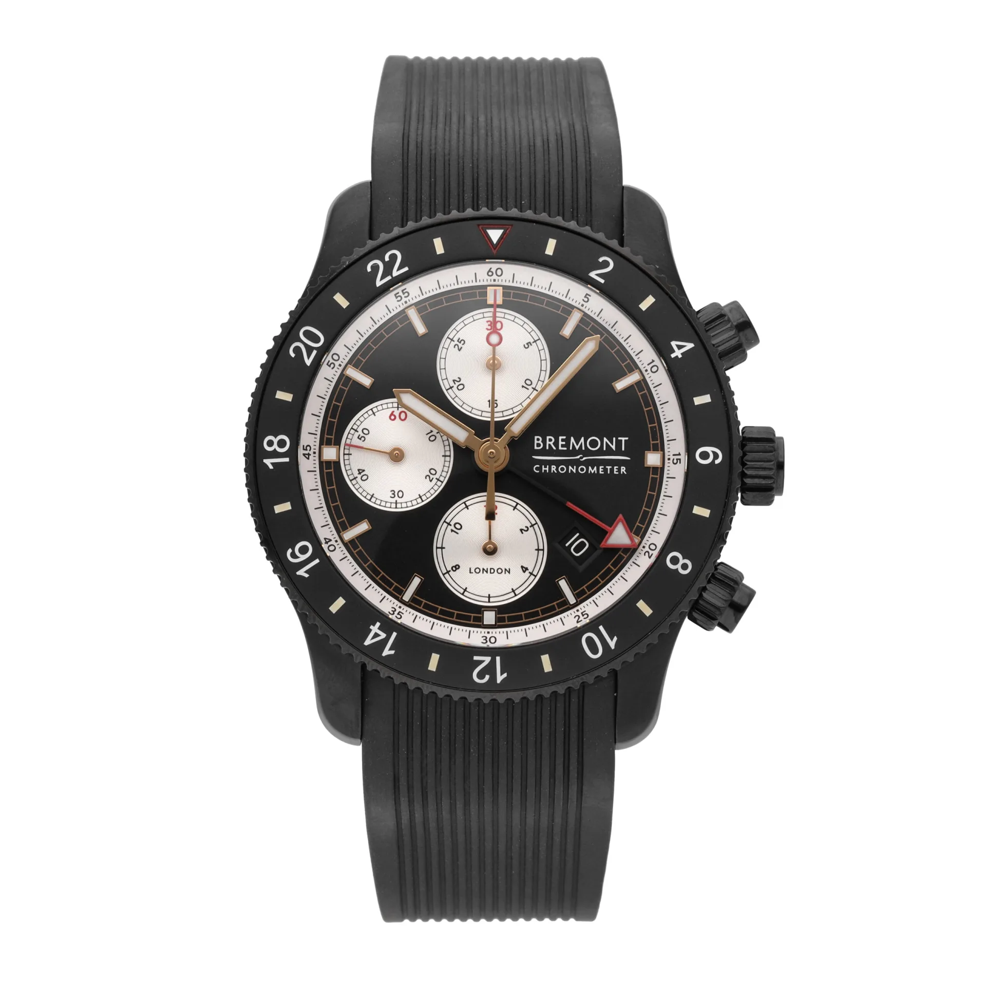 Bremont Supermarine Chronograph Jet Black 43 DLC-Coated Steel / Black/Silvered / Strap SMARINECHRONO-JET-R-S