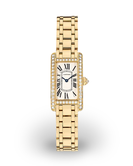 Cartier Tank Américaine Yellow Gold / Diamond-Set / Silvered / Roman WB7012K2  Model Image