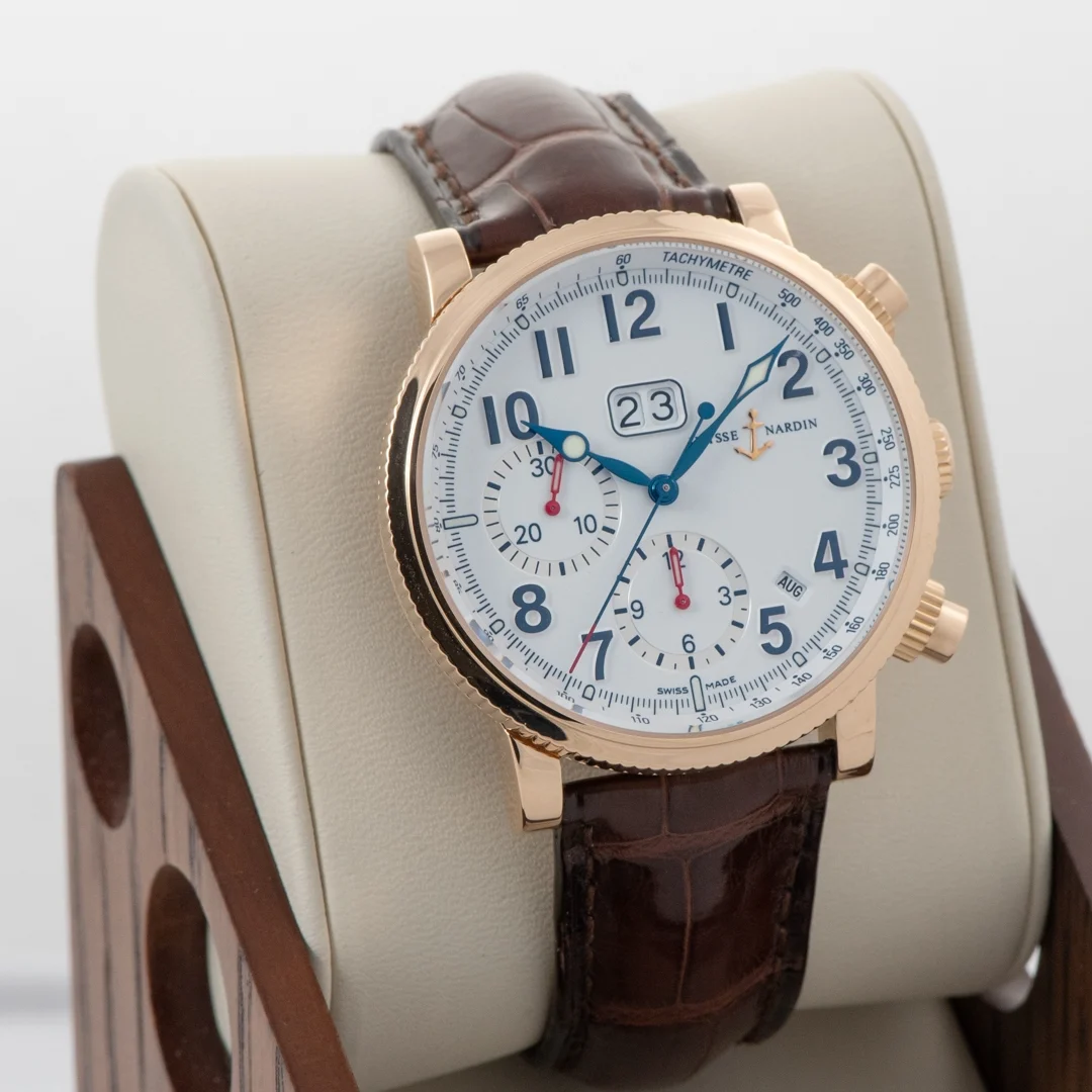 Ulysse Nardin Marine Annual Calendar Chronograph 40 Rose Gold / White / Arabic / Strap 516-22