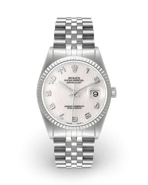 Rolex Datejust 36 Smooth / White Jubilee-Motif / Arabic / Jubilee 16234 ...