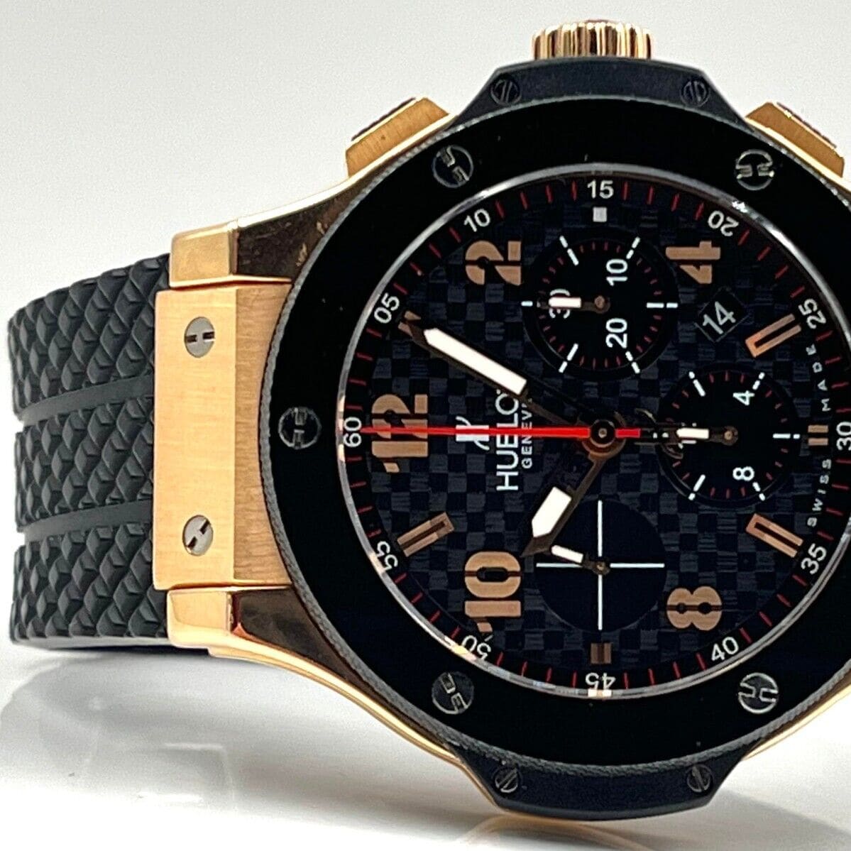 Hublot Big Bang Chronograph 44mm Ceramic Black Bezel/Rubber Strap/Rose Gold Watch 301.PB.131.RX Box Papers