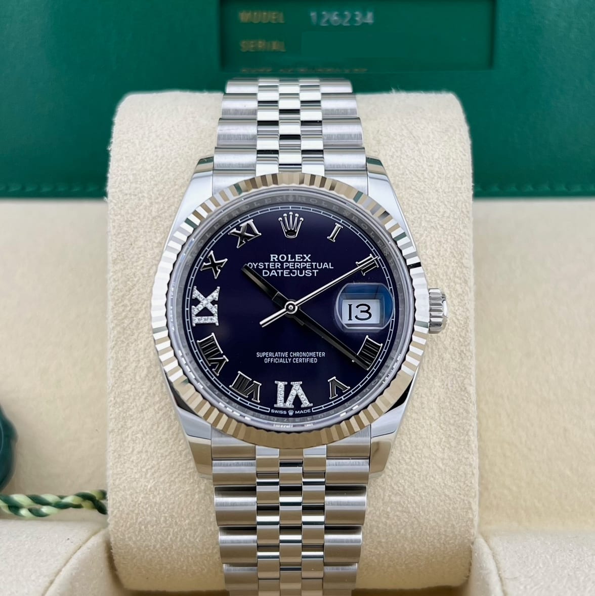 2025 Rolex Datejust 36 Fluted / Aubergine / Diamond-Set