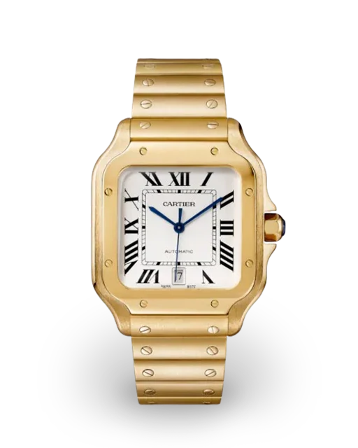 Cartier Santos de Cartier Large Yellow Gold / Silvered / Roman / Bracelet WGSA0029  Model Image