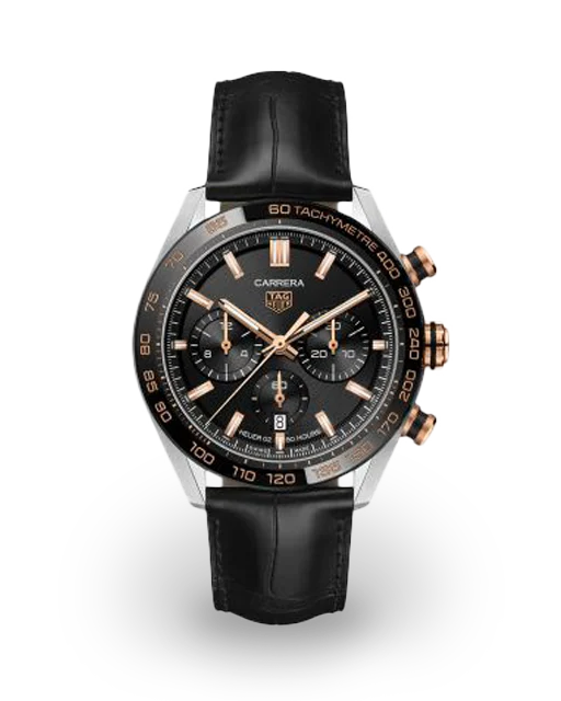 Tag Heuer Carrera Calibre Heuer 02 44 Stainless Steel / Rose Gold / Black CBN2A5A.FC6481  Model Image