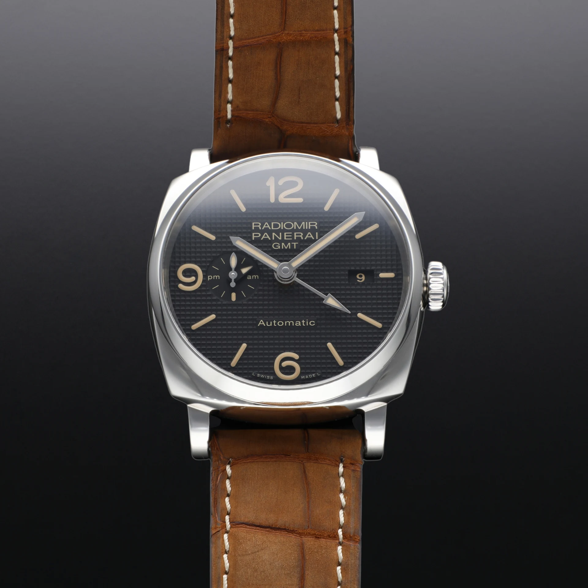 Auction Panerai Radiomir 1940 3 Days GMT Automatic Acciaio Hobnail PAM00627 Bezel