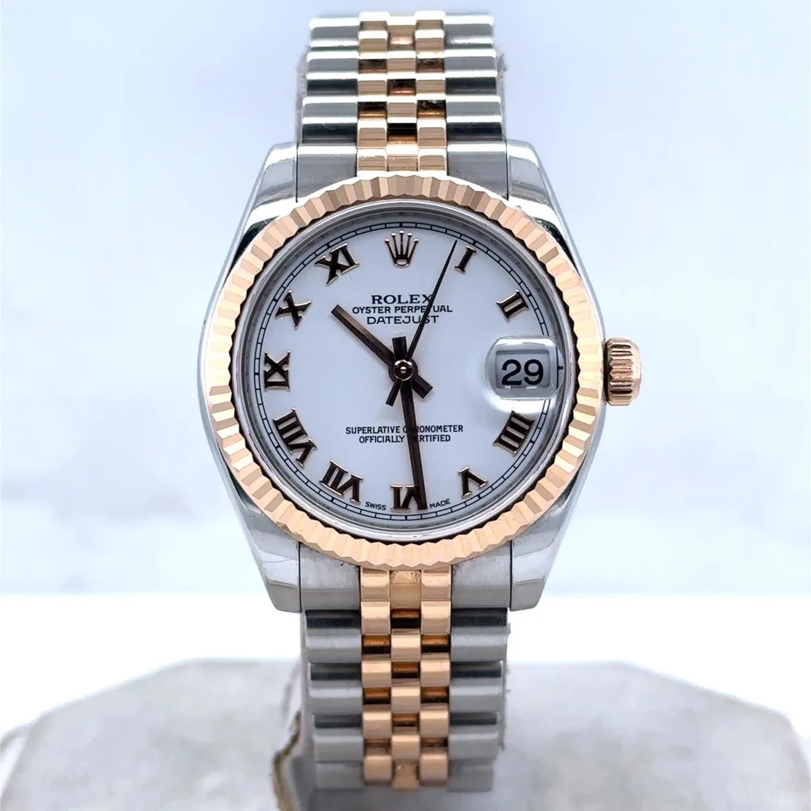 2010 Rolex Datejust 31 Two-Tone / Fluted / White / Roman / Jubilee 178271-0067