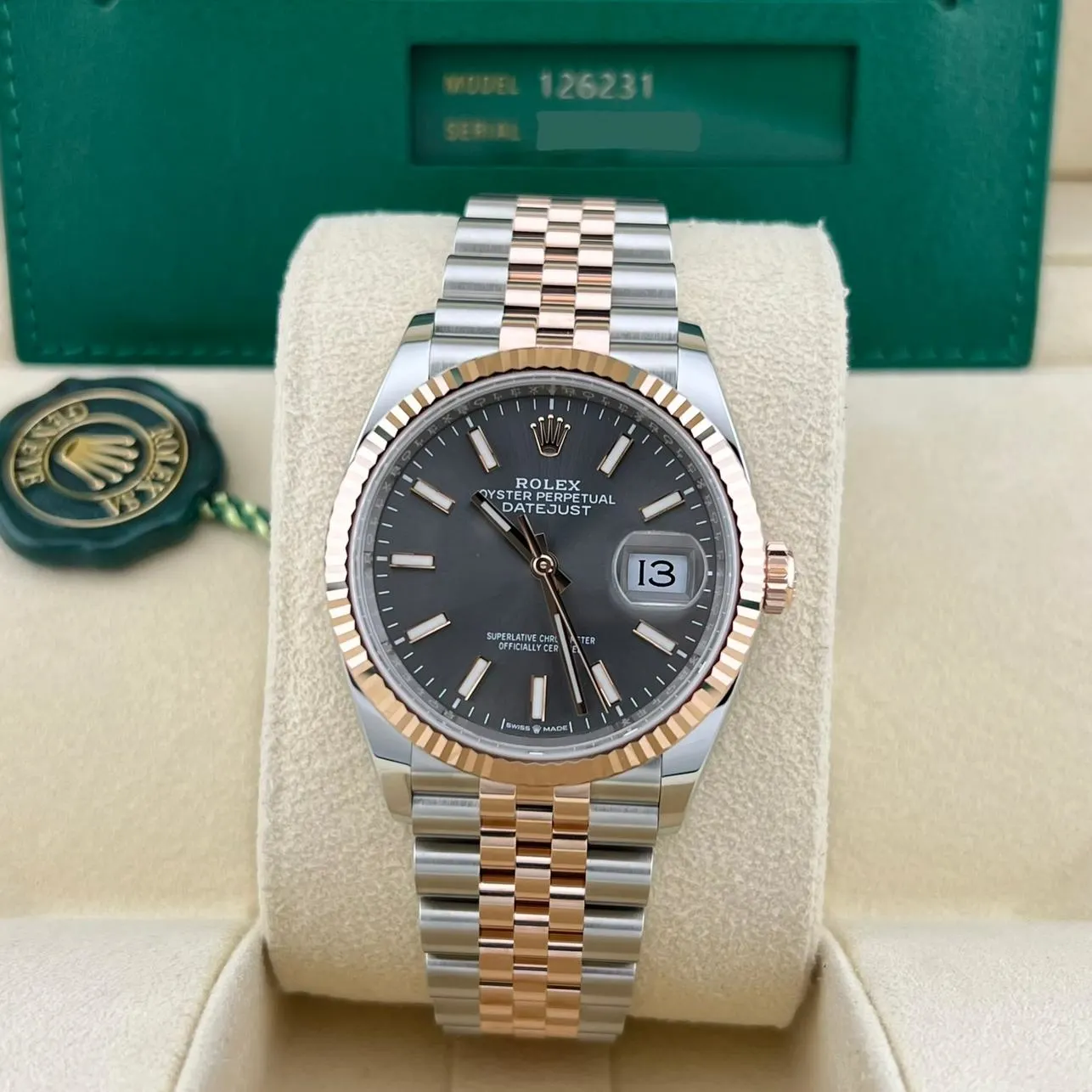 2022 Rolex Datejust 36 Two-Tone Fluted / Slate / Jubilee