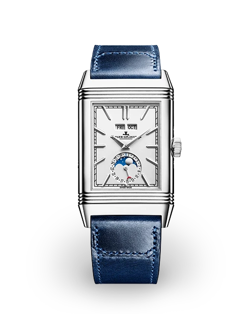 Jaeger-LeCoultre Reverso Tribute Duoface Calendar / Steel / Silver and Blue / Strap Q3918420   Model Image