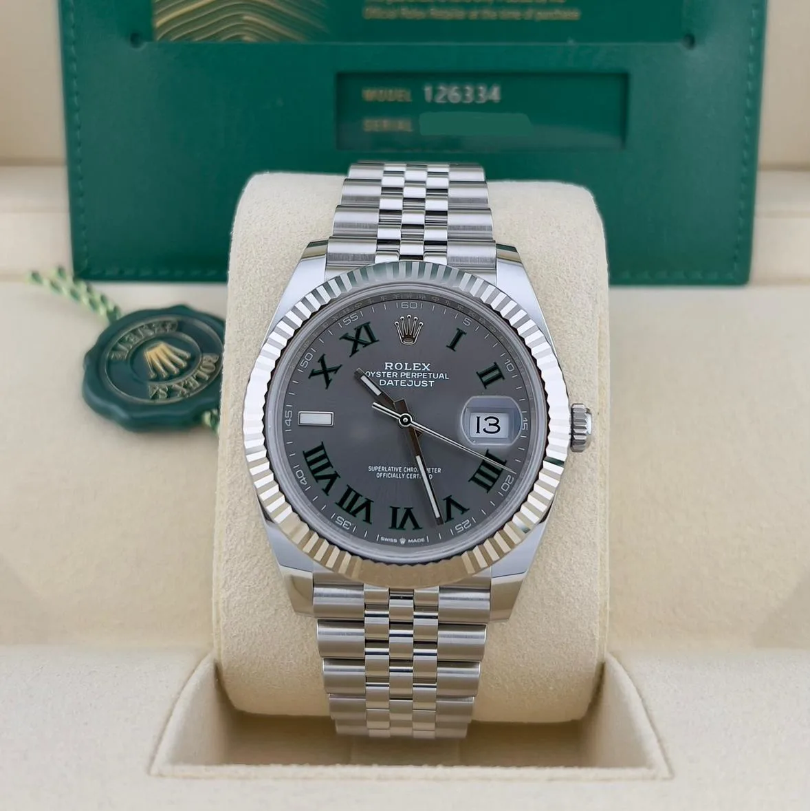 2023 Rolex Datejust 41 "Wimbledon" / Fluted / Jubilee 126334-0022 Listing Image 2