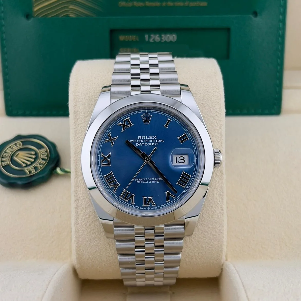 2023 Rolex Datejust 41 Smooth Blue Roman Jubilee 126300-0018