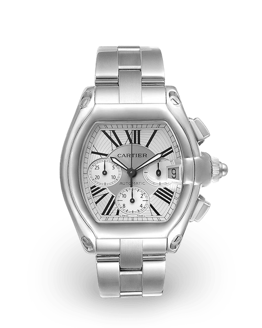 Cartier Roadster Chronograph Date XL Steel Silver Roman