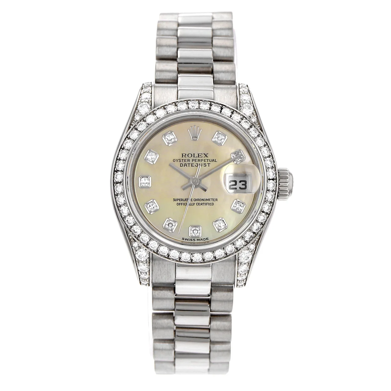 2001 Rolex Lady-Datejust 26  White Gold / Diamond-Set / MOP / Diamond-Set / President 179159 Listing Image 1