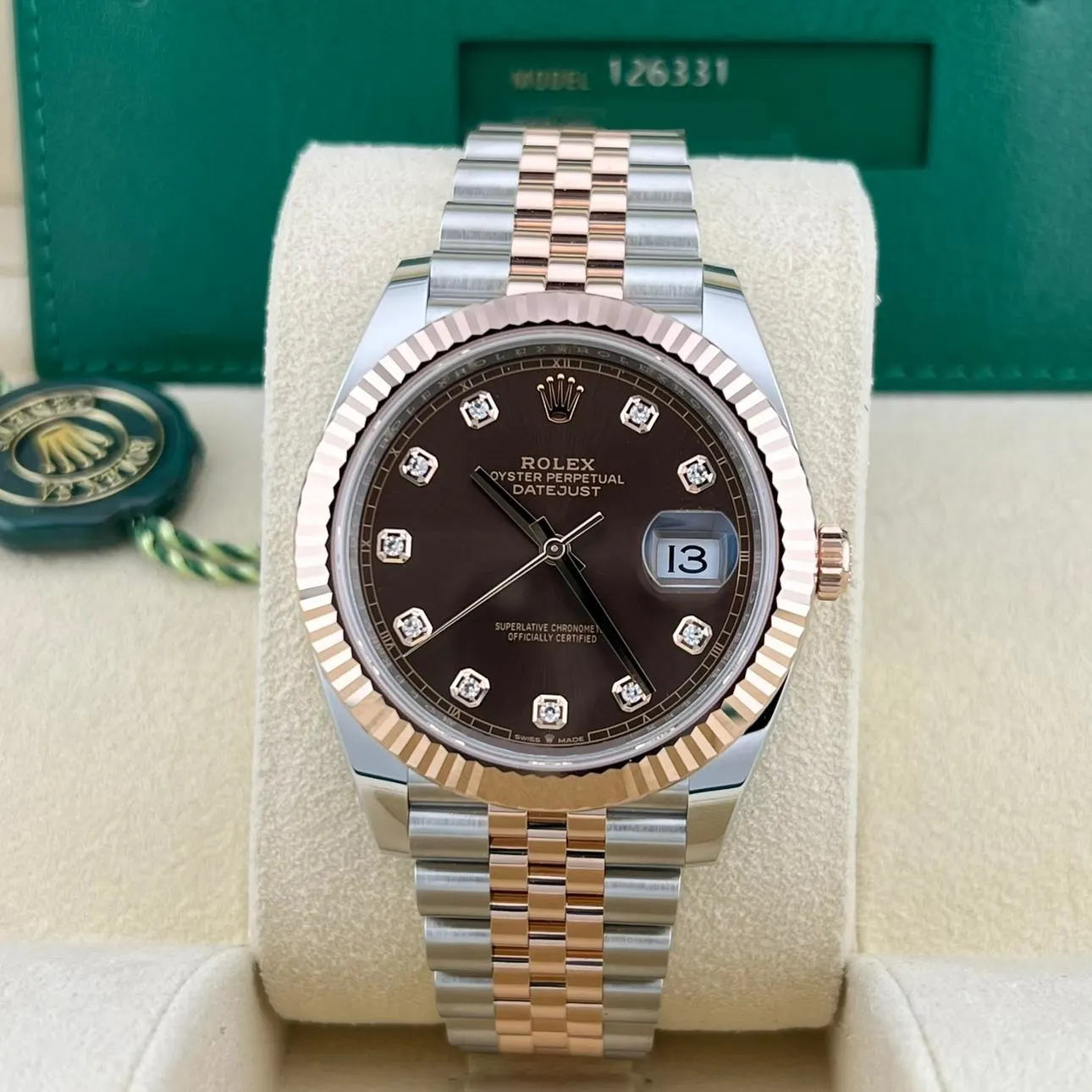 2023 Rolex Datejust 41 Two-Tone / Fluted / Chocolate / Diamond-Set / Jubilee 126331-0004 Listing Image 2