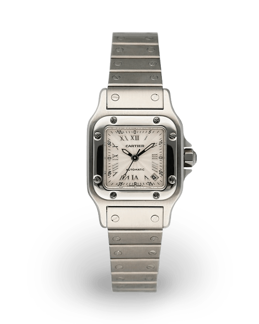 Cartier Santos Galbee Steel / Silvered / Roman / Bracelet 2423 Watches ...