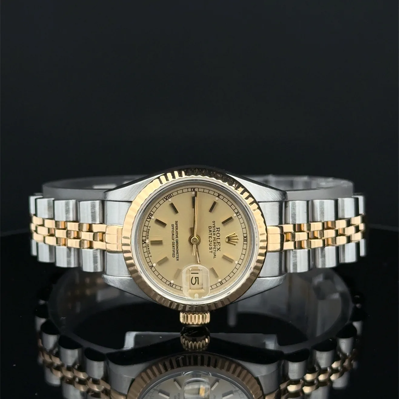 1991 Rolex Lady-Datejust 26 Two-Tone / Fluted / Champagne / Jubilee  69173
