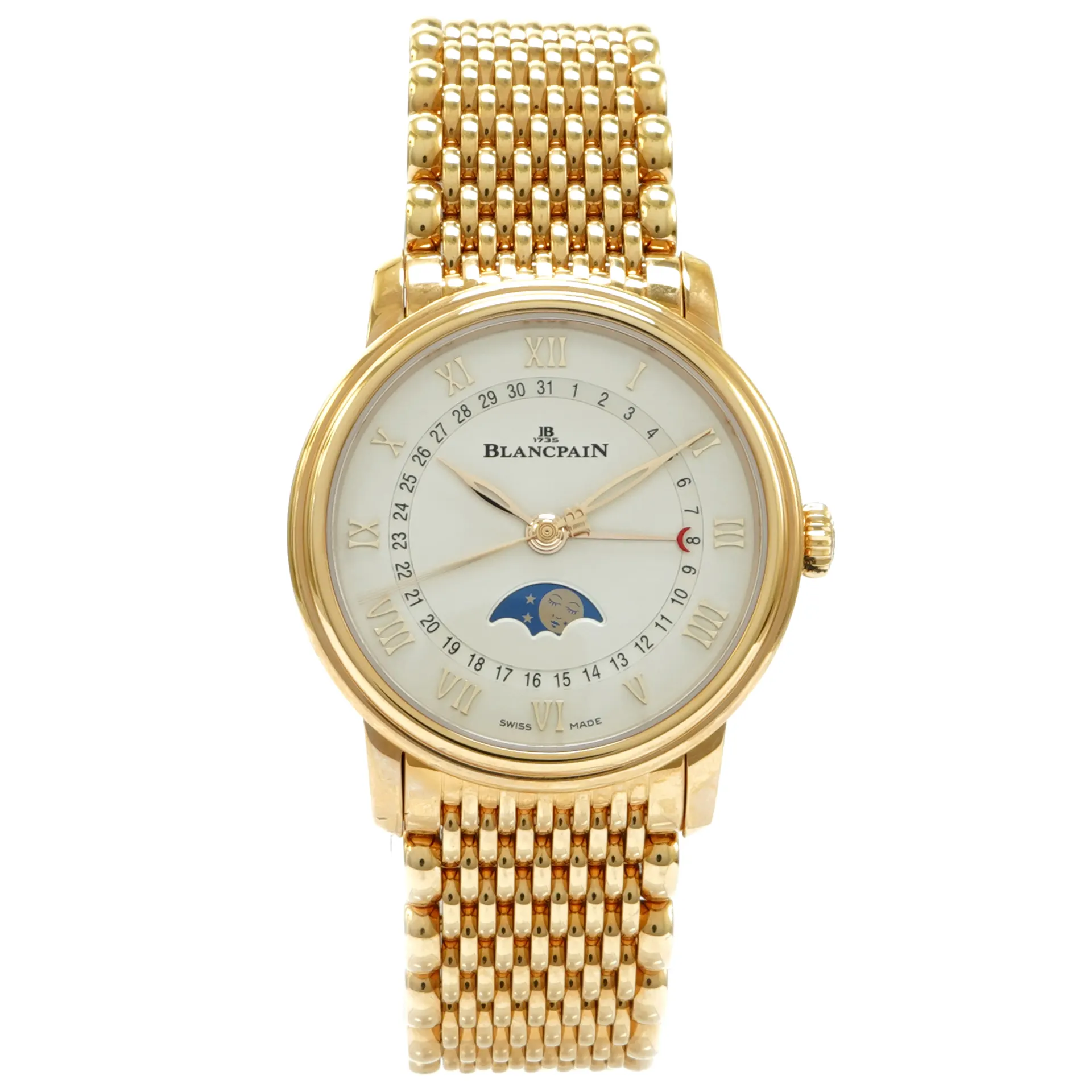 Blancpain Villeret Quantième Phases de Lune 33.2 Rose Gold / Silvered / Roman / Bracelet 6126-3642-MMB