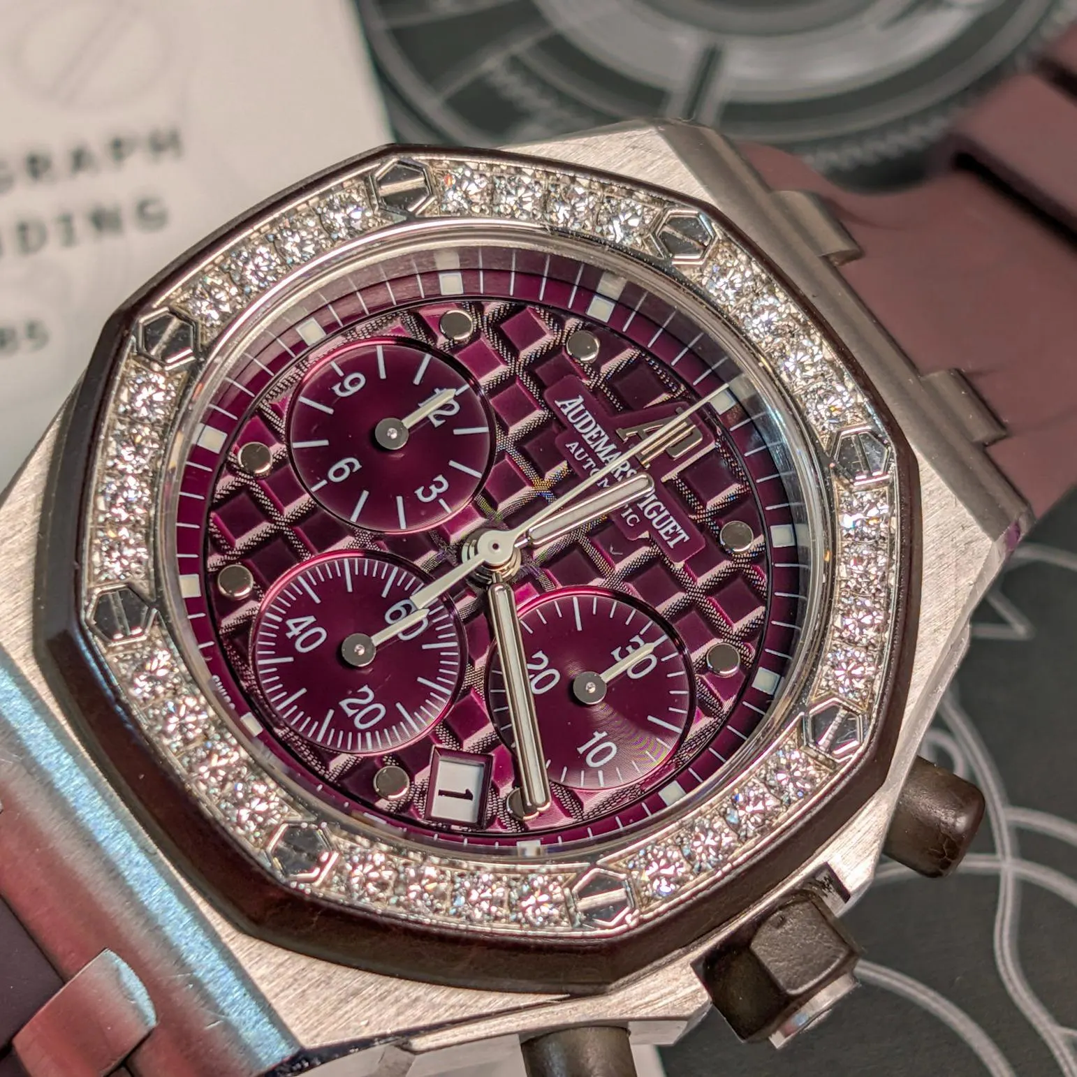 2009 Audemars Piguet Royal Oak Offshore Chronograph 37 Diamond-Set / Plum / Rubber 26048SK.ZZ.D066CA.01