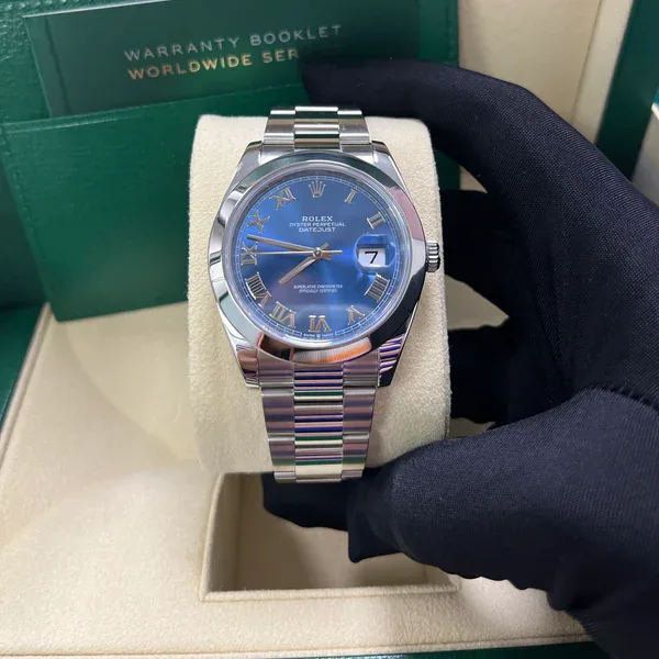 Rolex Datejust 41 Smooth / Blue / Roman / Oyster 126300-0017 Listing Image 1