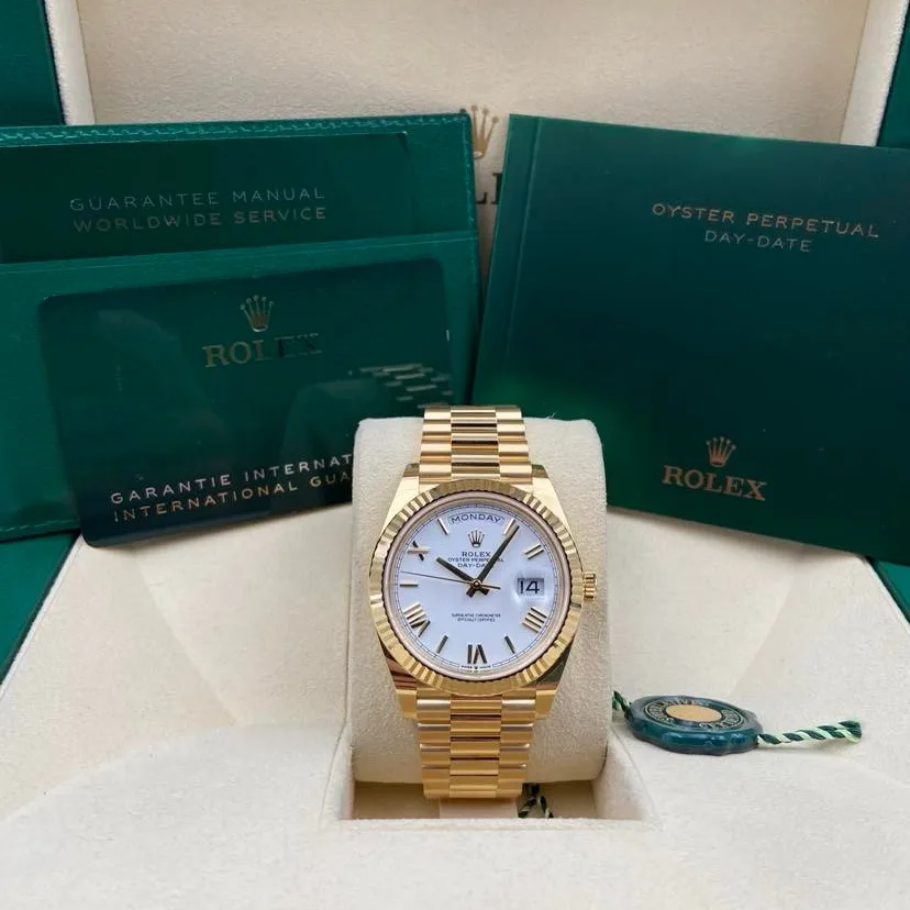 2022 Rolex Day-Date 40 Yellow Gold / Fluted / White / Roman 228238-0042 Listing Image 5