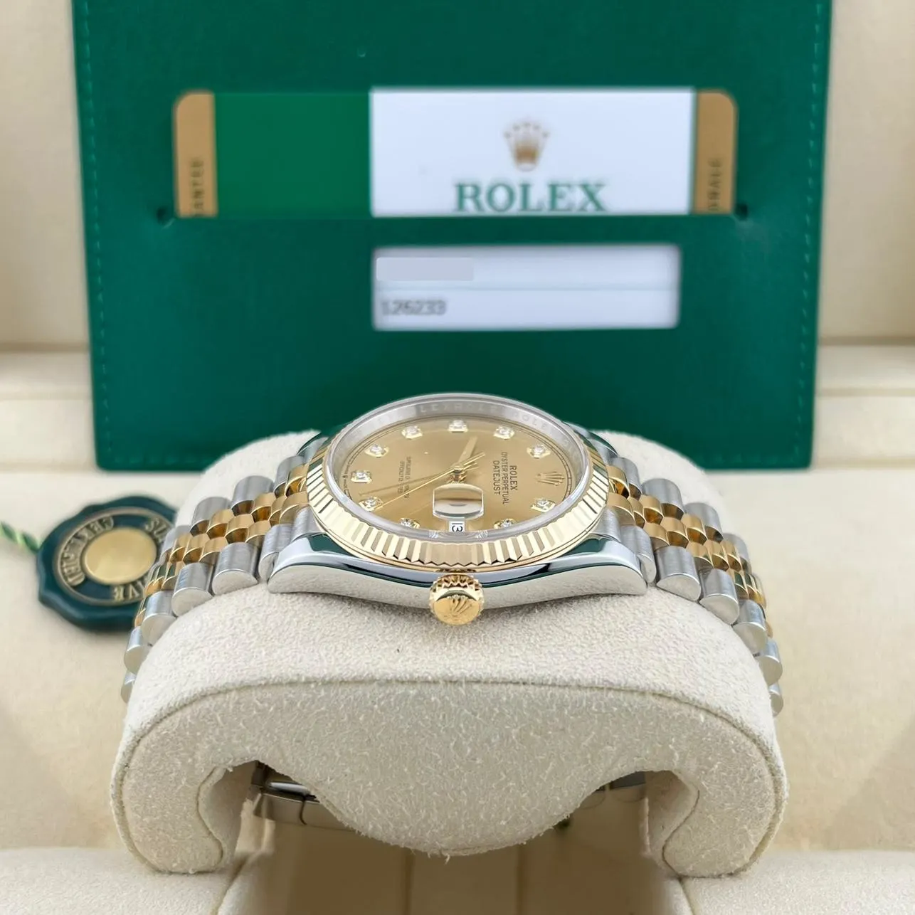 2018 Rolex Datejust 36 Two-Tone Fluted / Champagne / Diamond-Set / Jubilee 126233-0017 Listing Image 3