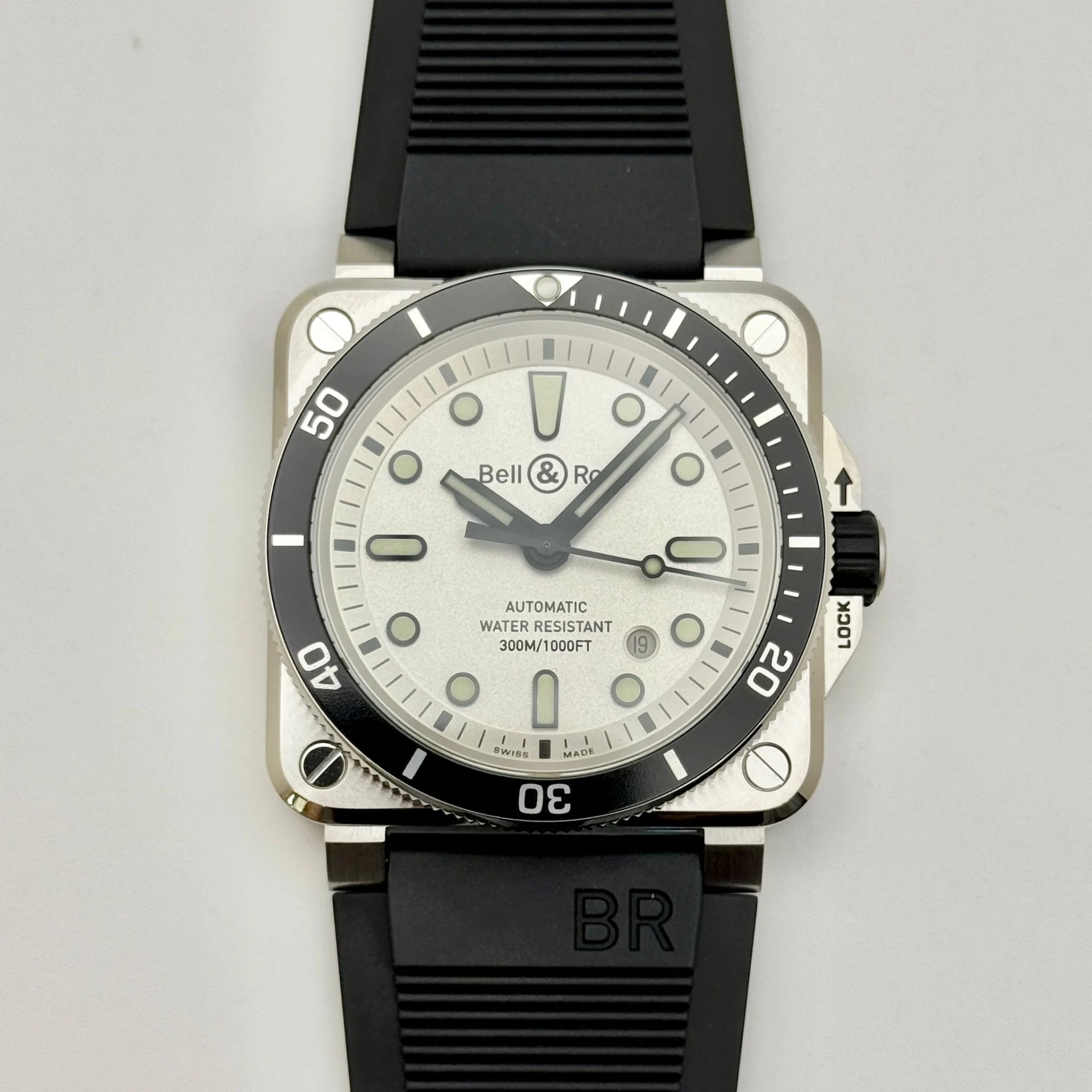 Bell & Ross BR-03 Diver Steel / Silvered / Strap BR0392-D-WH-ST/SRB