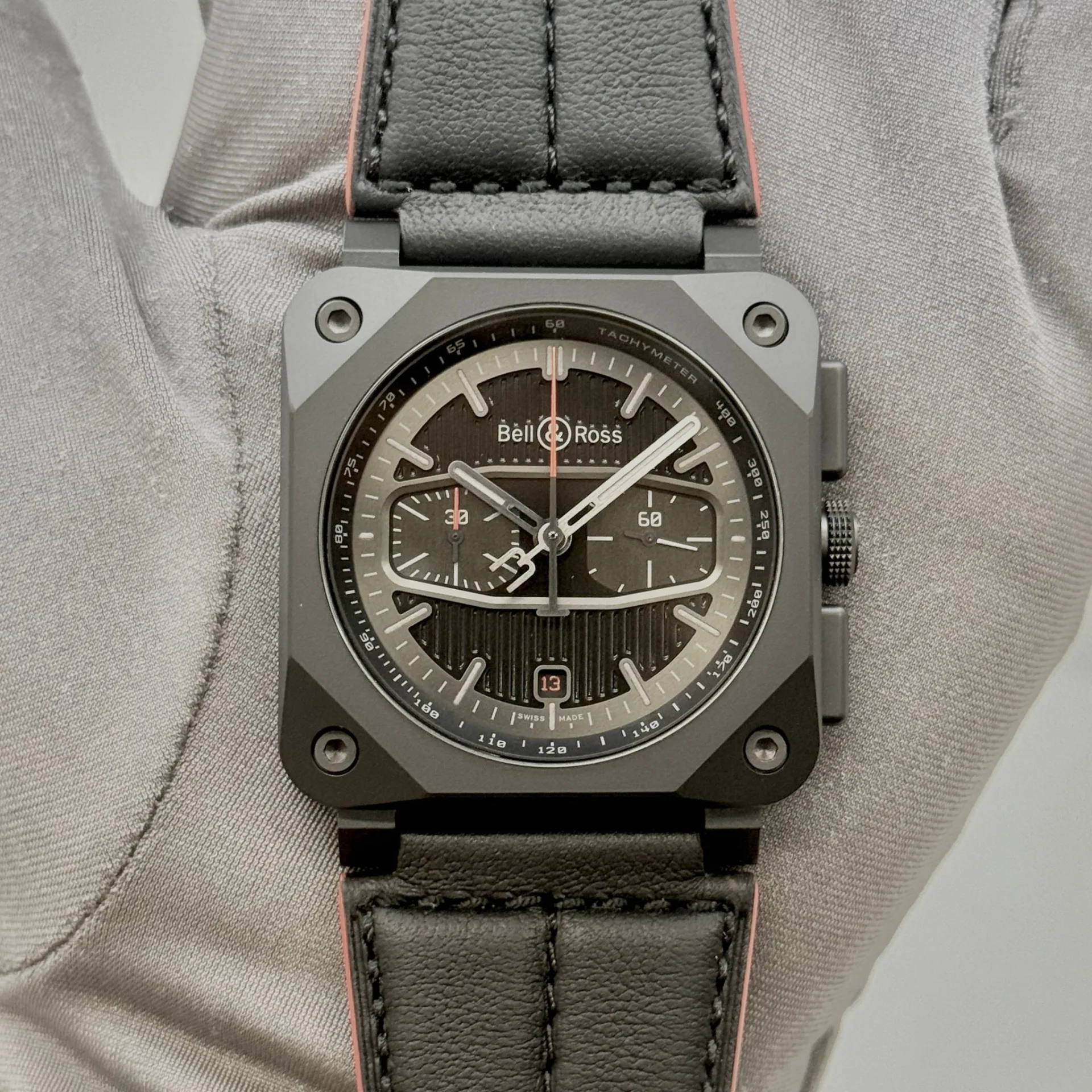 Bell & Ross BR03-94 Chrono Blacktrack Matte Black Ceramic / Black / Strap - Limited to 500 Pieces BR0394-BTR-CE/SCA