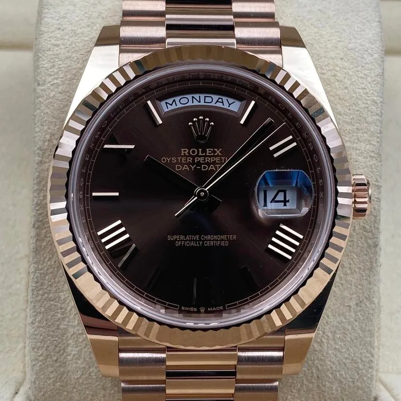 2022 Rolex Day-Date 40 Rose Gold / Fluted / Chocolate / Roman 228235-0002 Listing Image 1