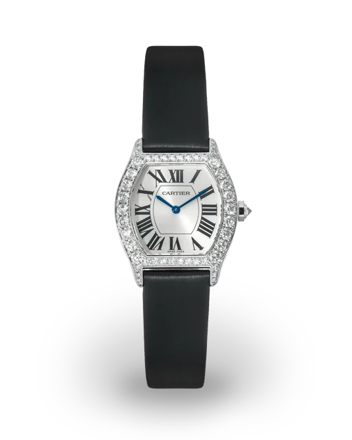 Cartier Tortue Small White Gold / Diamond-Set / Silvered / Roman / Strap WA507231  Model Image