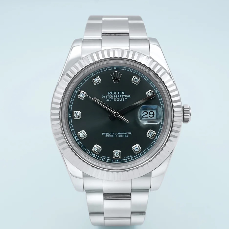 Rolex Datejust II Fluted / Dark Rhodium / Diamond-Set