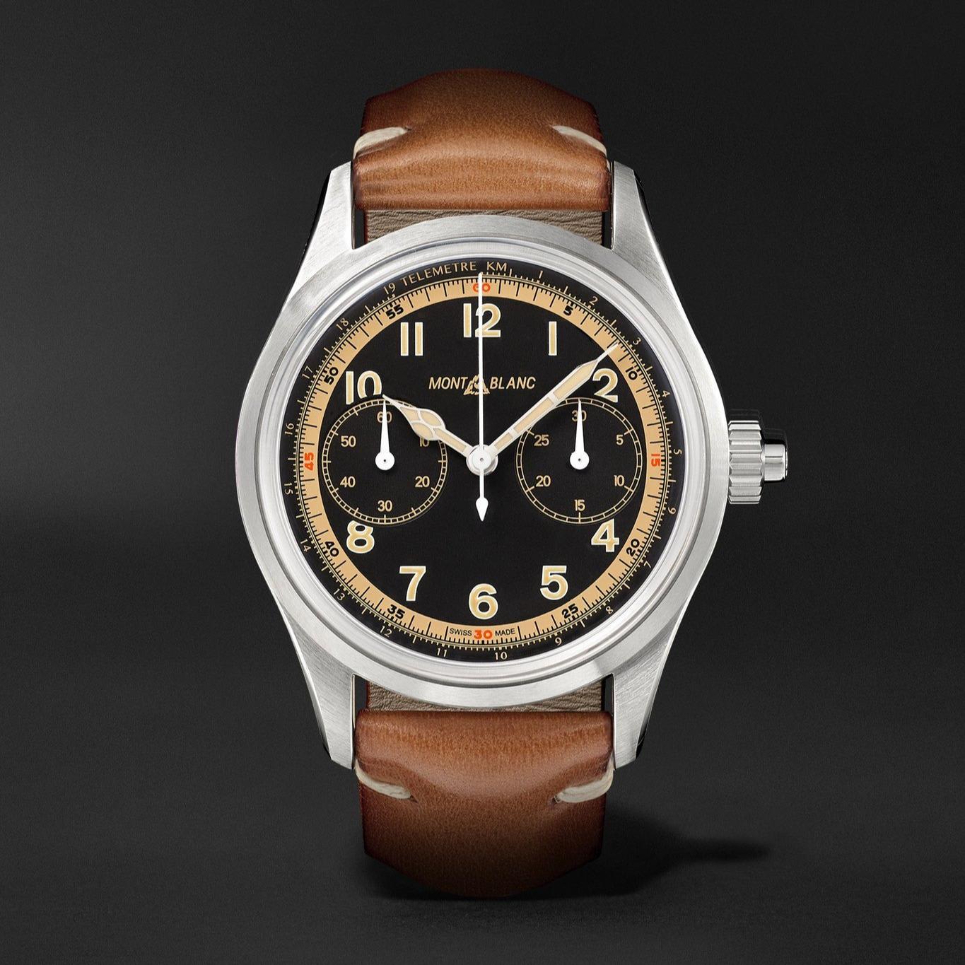 ゆ557 495 Montblanc 1858 Monopusher Chronograph Automatic Black Dial