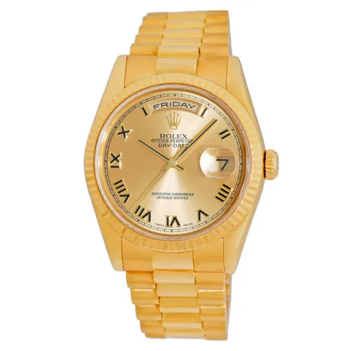 Rolex Day-Date 36 Yellow Gold / Fluted / Champagne / Roman / President 118238-0108 Listing Image 1