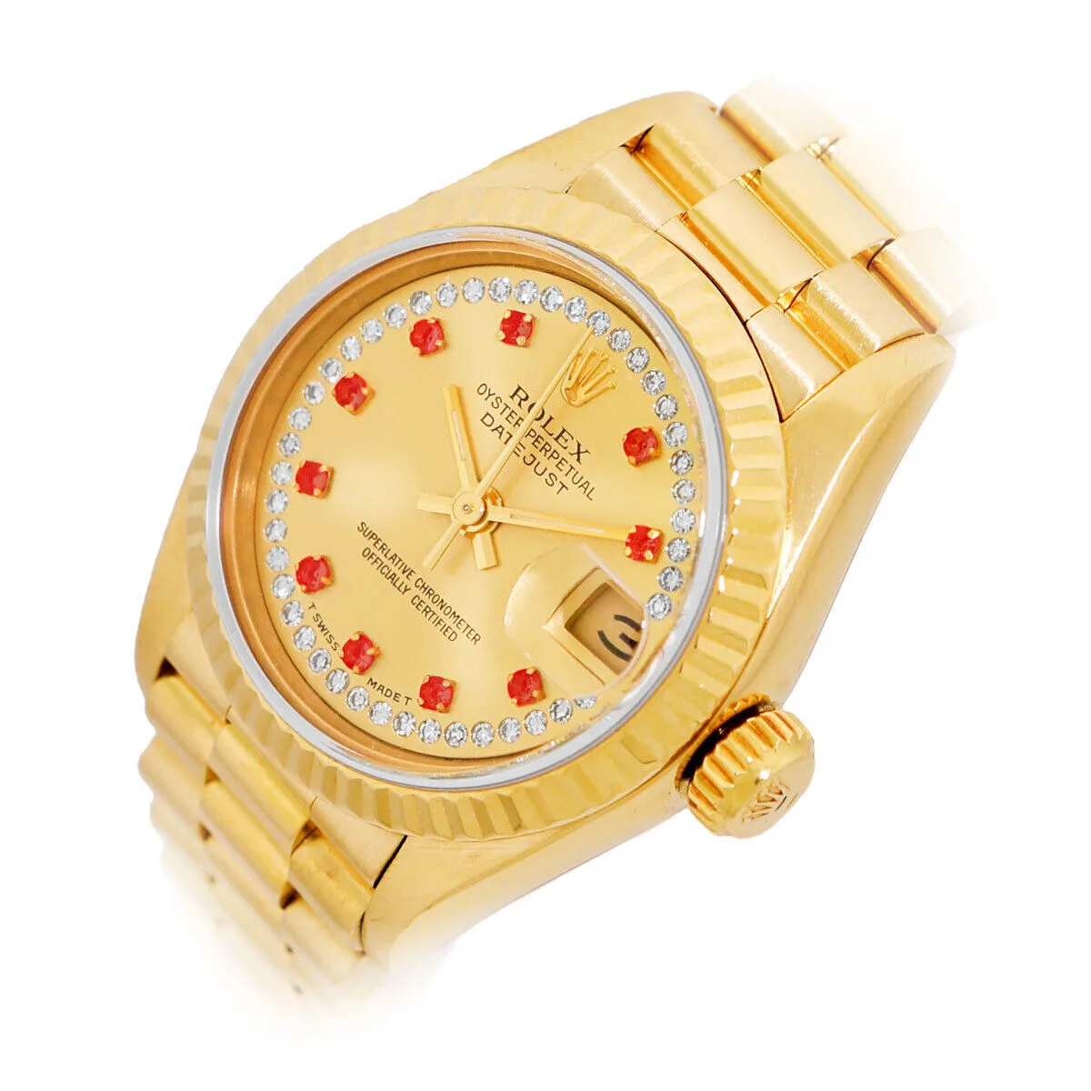 Rolex Lady-Datejust Yellow Gold / Champagne / Ruby / President 69178 Listing Image 2