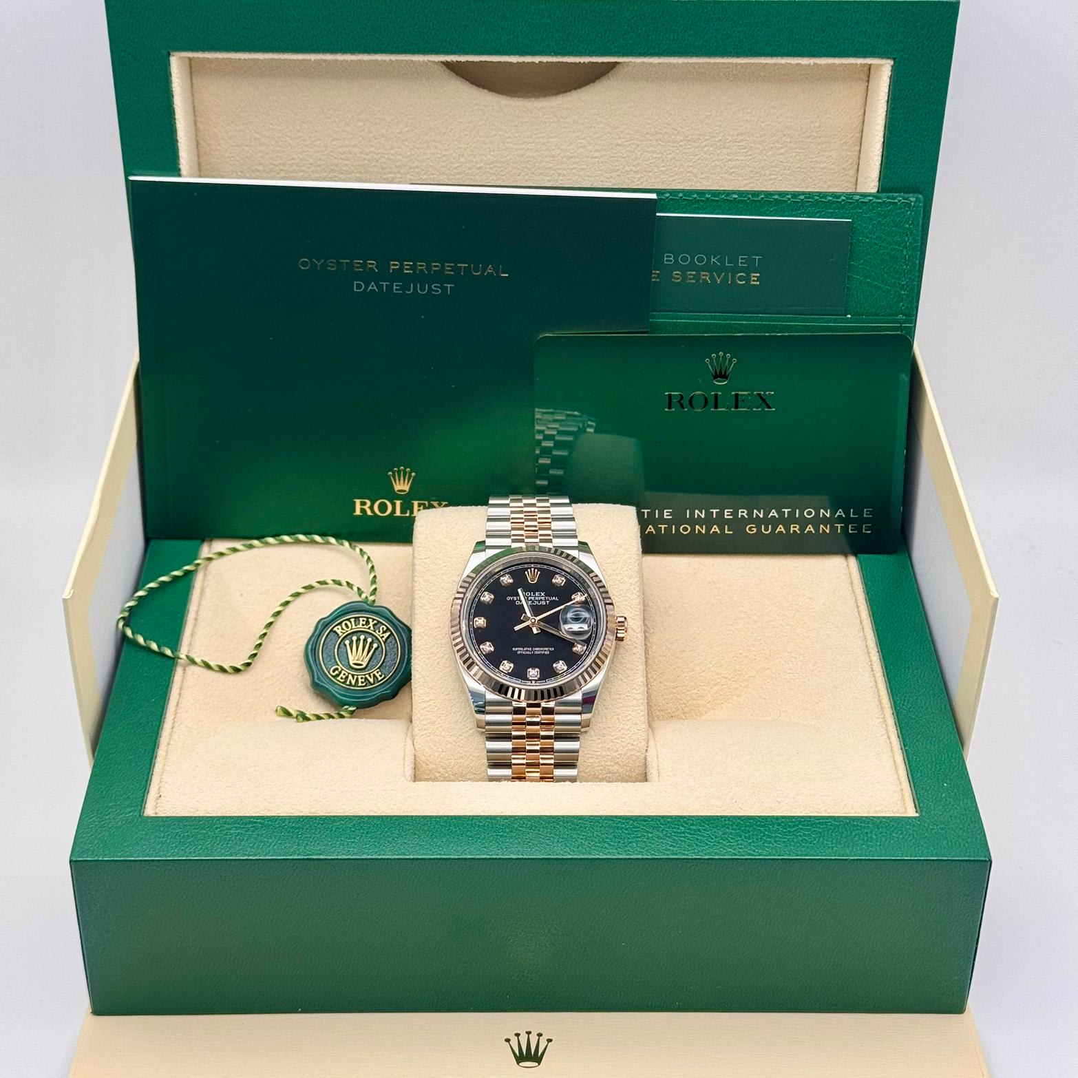 2025 Rolex Datejust 36 Two-Tone Fluted / Black / Diamond-Set
