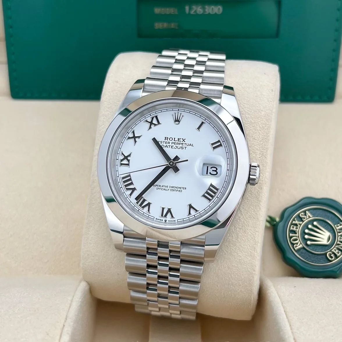 2024 Rolex Datejust 41 Smooth / White / Roman / Jubilee 126300-0016 Listing Image 2