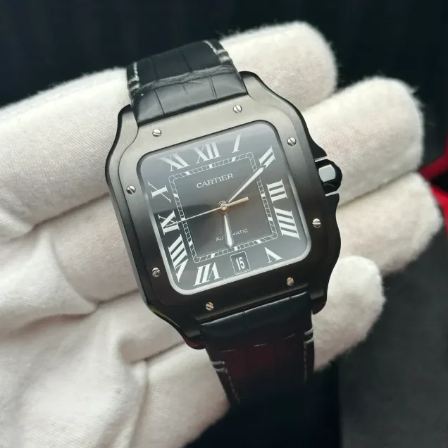 Cartier Santos de Cartier Large ADLC / Black / Roman / Strap WSSA0039