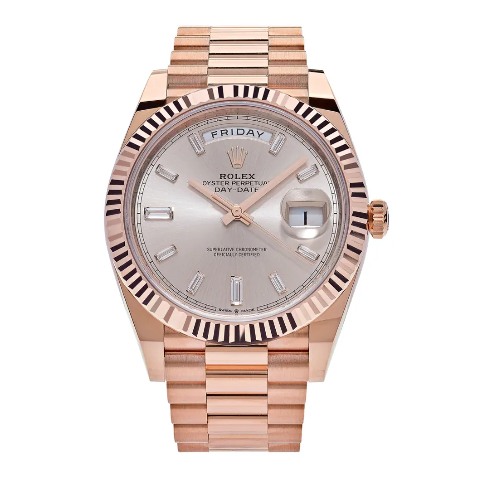 2021 Rolex Day-Date 40 Rose Gold / Fluted / Sundust / Baguette Diamond-Set 228235-0004 Listing Image 1